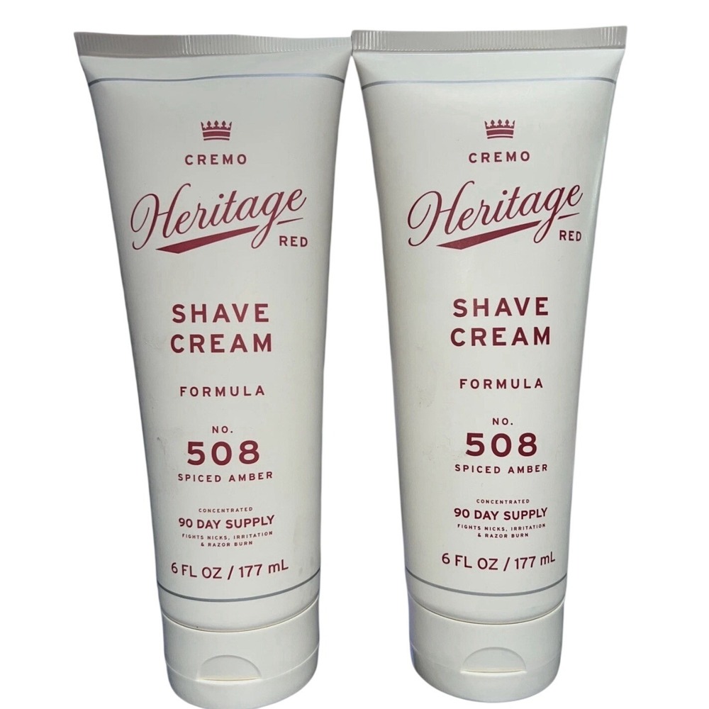 Lot of 2 Cremo Heritage Red Shave Cream No 508 Spiced Amber 6oz Discontinued